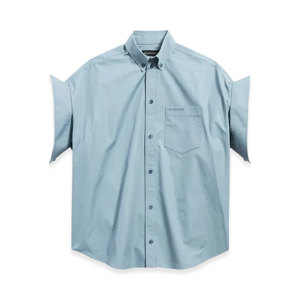BALENCIAGA Tuck Sleeve Shirt "Grey Blue"