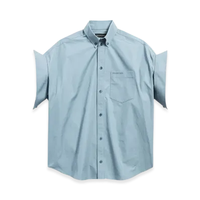 BALENCIAGA Tuck Sleeve Shirt "Grey Blue"