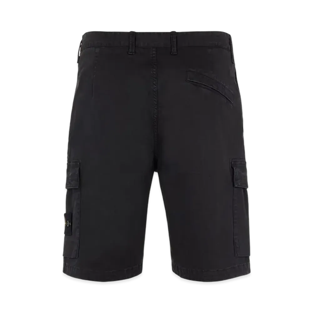 Stone Island L0804 Stretch Broken Twill Garment Dyed Cargo Bermuda Shorts - 22SS "Black"