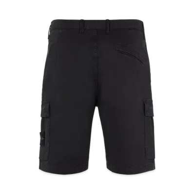 Stone Island L0804 Stretch Broken Twill Garment Dyed Cargo Bermuda Shorts - 22SS "Black"