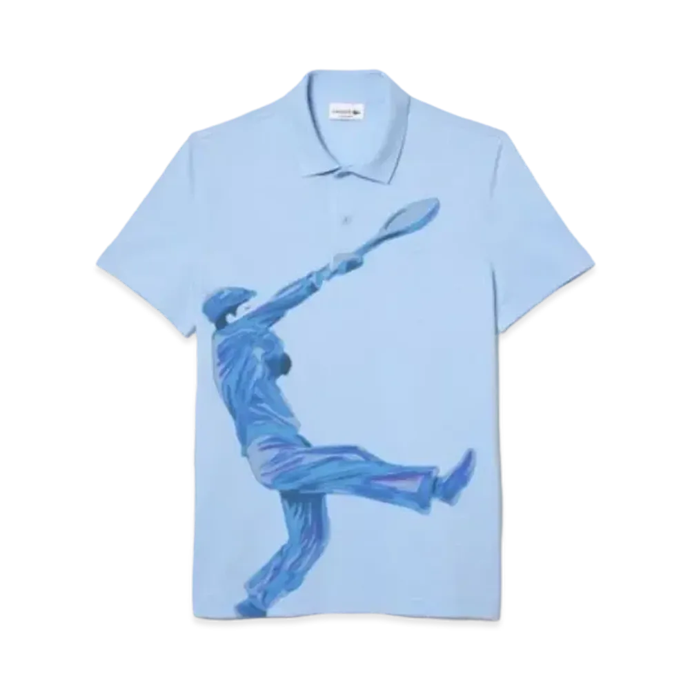 LACOSTE Rene Graphic Print Polo Shirt "Light Blue"