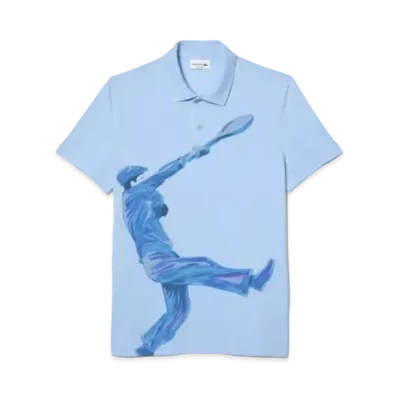 LACOSTE Rene Graphic Print Polo Shirt "Light Blue"