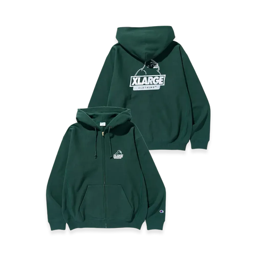 Xlarge x Champion Reverse Weave Zip Up Hooded Sweatshirt "Green"
