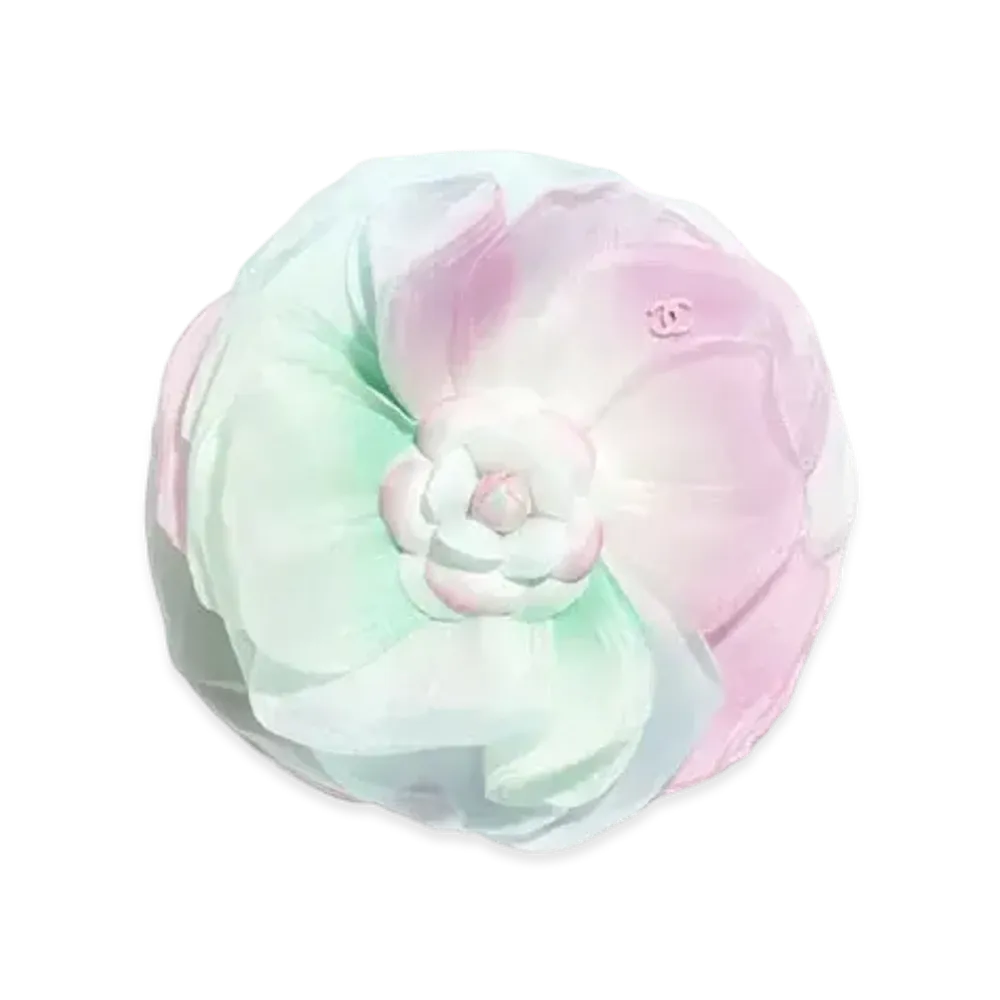 CHANEL Camellia Silk Pongee "Blue/Green/Lilac"