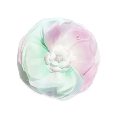 CHANEL Camellia Silk Pongee "Blue/Green/Lilac"