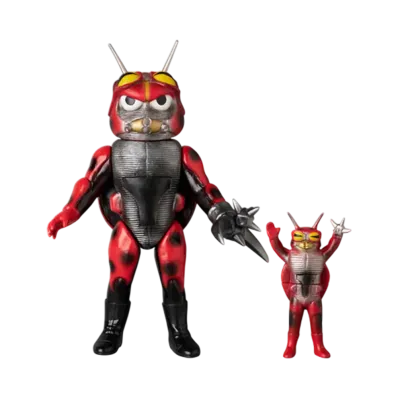 MEDICOM TOY "Toei Retro Sofvi Collection" -Kamen Rider V3- Ladybug (Mask Open Ver.) + Mini Soft Vinyl