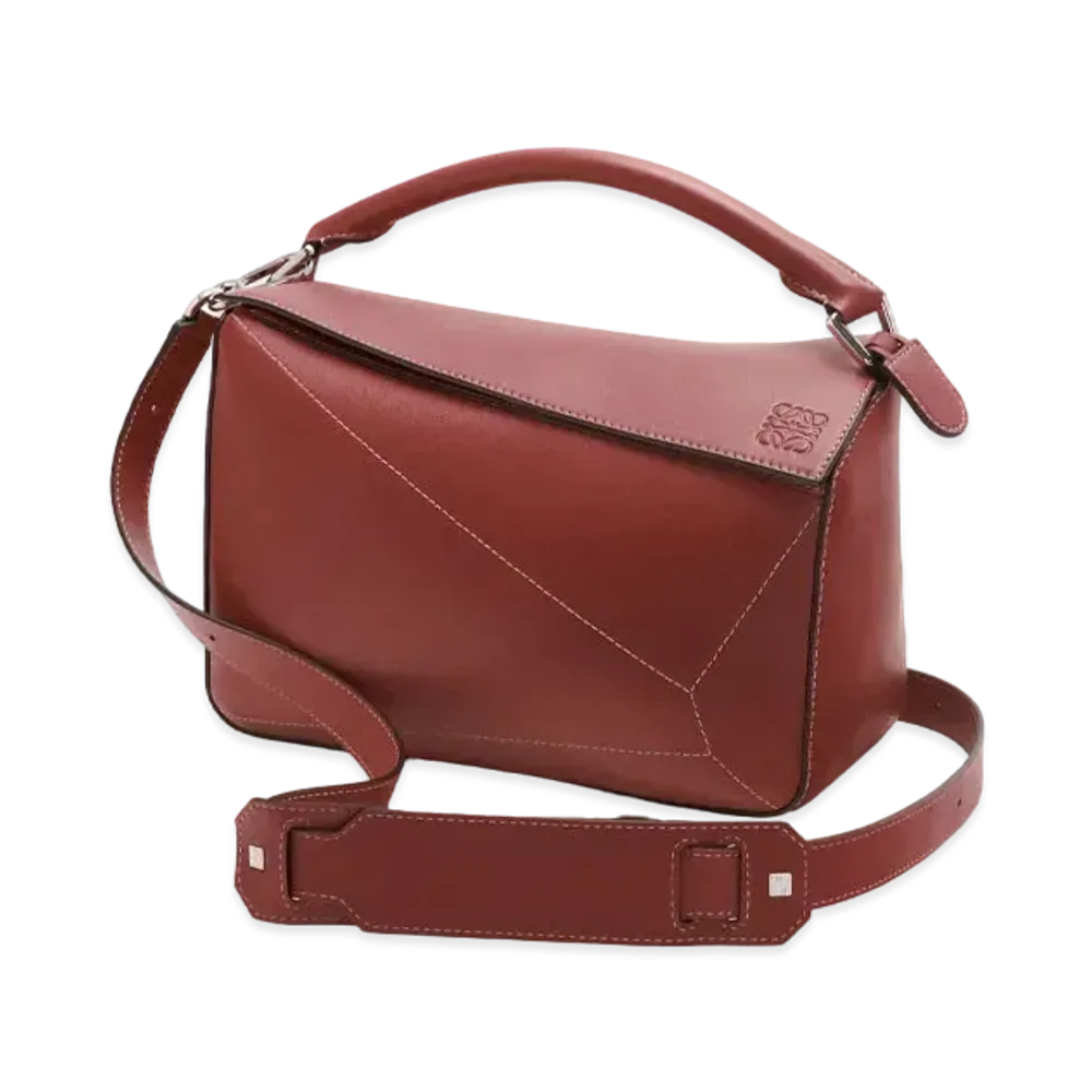 LOEWE Puzzle Soft Bag In Nappa Calfskin "Burnt Red"