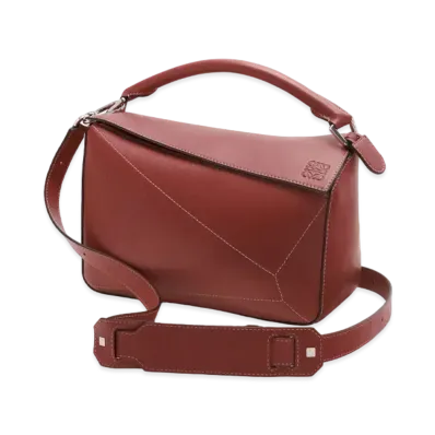 LOEWE Puzzle Soft Bag In Nappa Calfskin "Burnt Red"