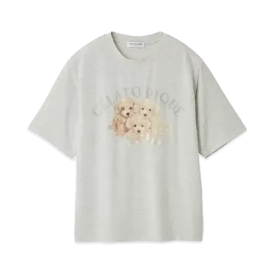 GELATO PIQUE Toy Poodle One Point T-Shirt "Gray"