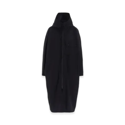 Y's Cotton/Linen Broadcloth Hoodie Coat D "Black"