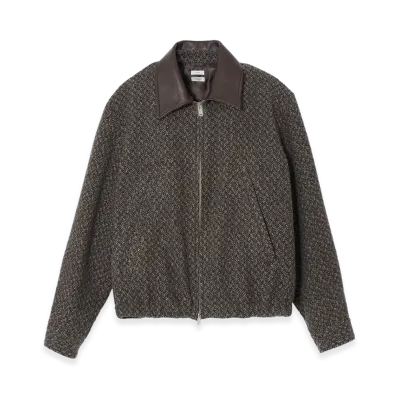 YOKE Herringbone Wool Tweed Zip Blouson "Brown"