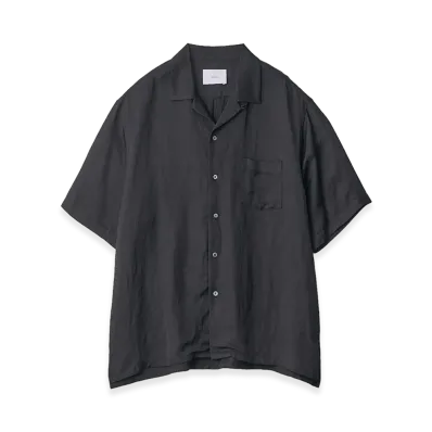 ssstein VIS/LI Bright Twill Open Collar Short Sleeve Shirt "Black"