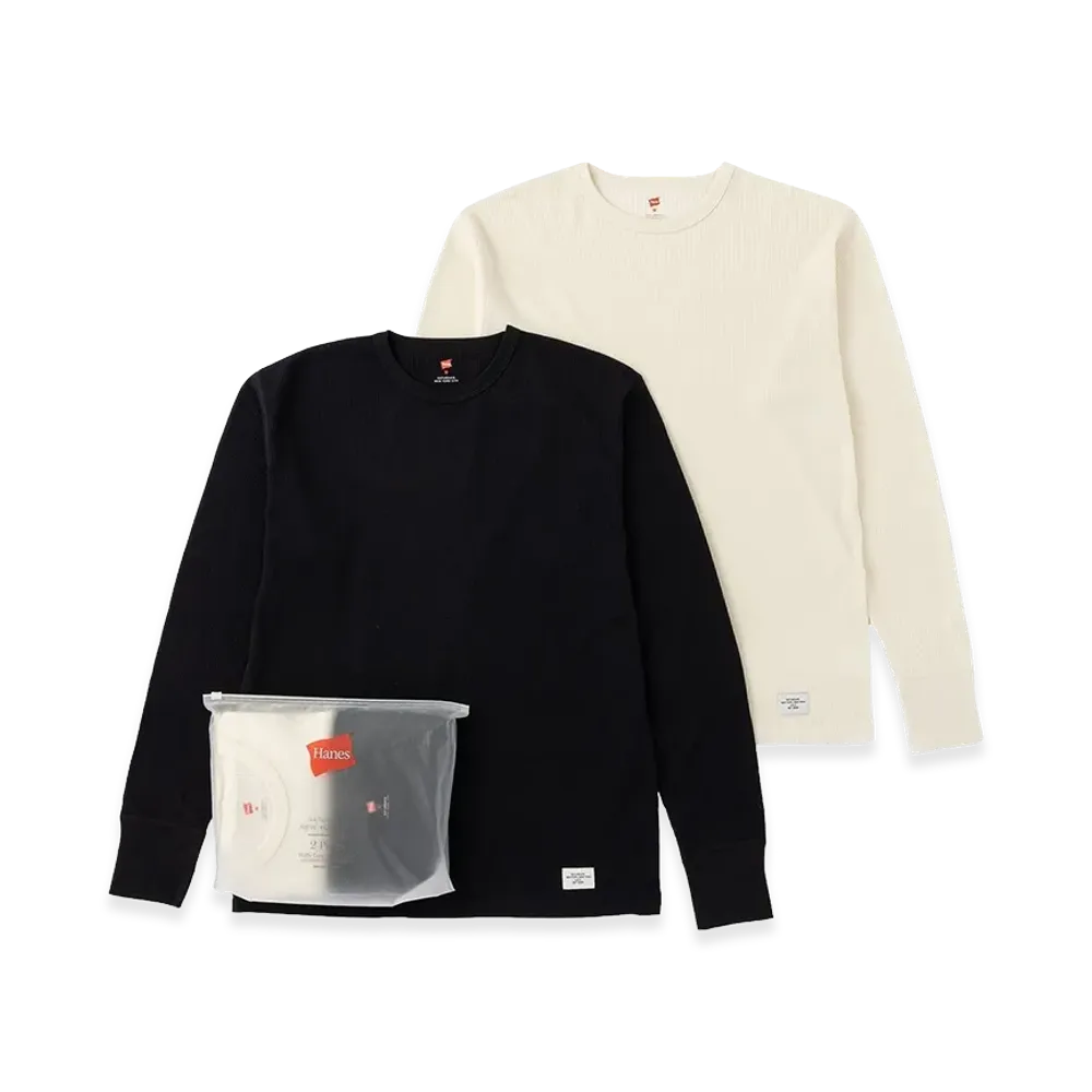 Hanes x Saturdays NYC Waffle 2Pack LS Pullover "Black/Off White"