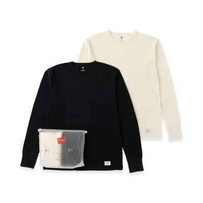 Hanes x Saturdays NYC Waffle 2Pack LS Pullover "Black/Off White"