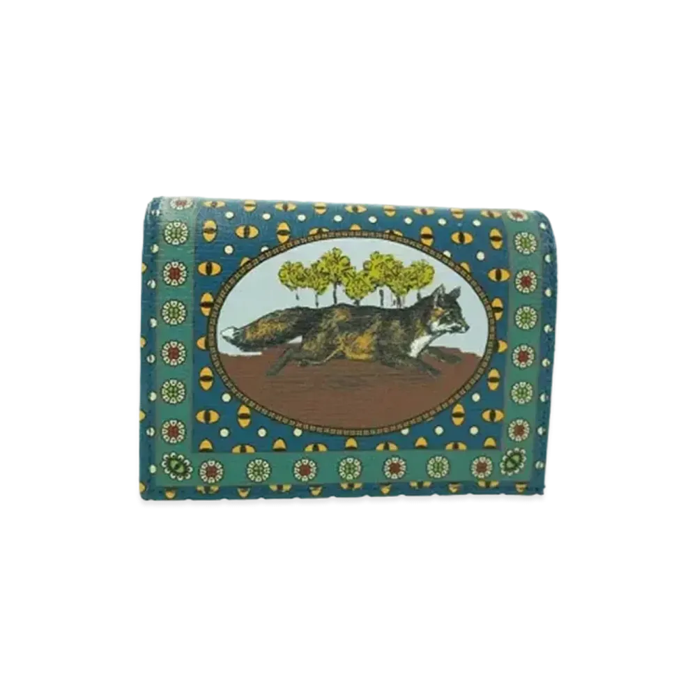 GUCCI Compact Wallet Gucci Garden Bat Fox Leather "Multi"