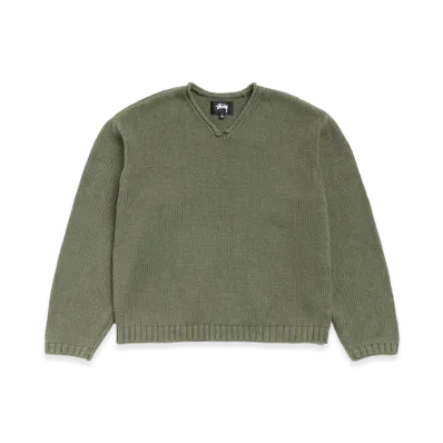 Stussy Roll V Neck Sweater "Olive"