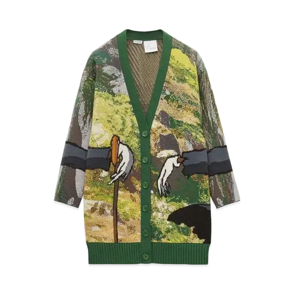 LOEWE x Howl's Moving Castle Turnip Head Cardigan In Wool "Green/Multicolor"