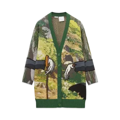 LOEWE x Howl's Moving Castle Turnip Head Cardigan In Wool "Green/Multicolor"