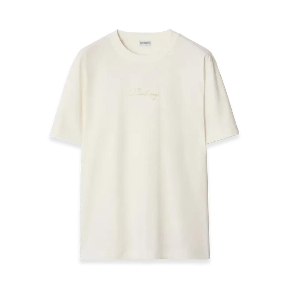 Burberry Check Cursive Logo Cotton Tee "Chalk White"