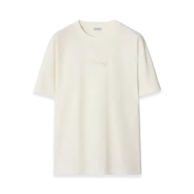 Burberry Check Cursive Logo Cotton Tee "Chalk White"