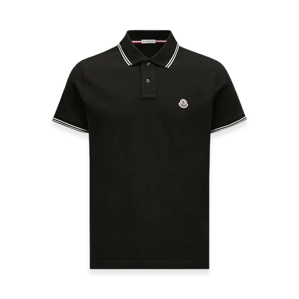 MONCLER Logo Patch Cotton Polo Shirt "Black"