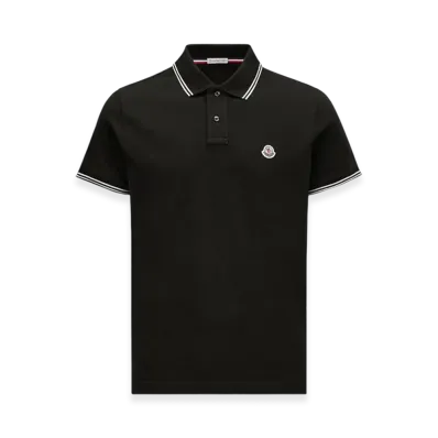 MONCLER Logo Patch Cotton Polo Shirt "Black"