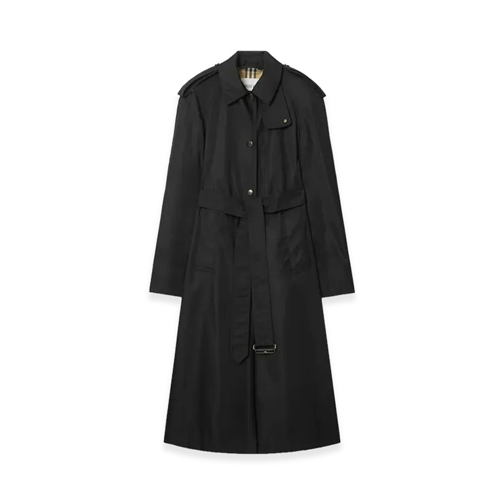Burberry Women's Long Nylon Hooded Car Coat "Black"