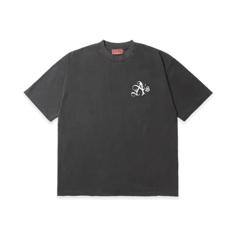 APHRODITEGANG A'S Logo Embroidery Pigment Dye S/S Tee "Black/White"