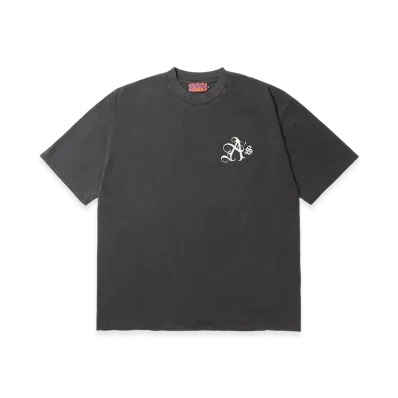 APHRODITEGANG A'S Logo Embroidery Pigment Dye S/S Tee "Black/White"