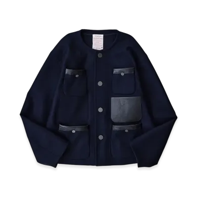 NICENESS Bruford Short Jacket - Lightweight Melton "Navy"