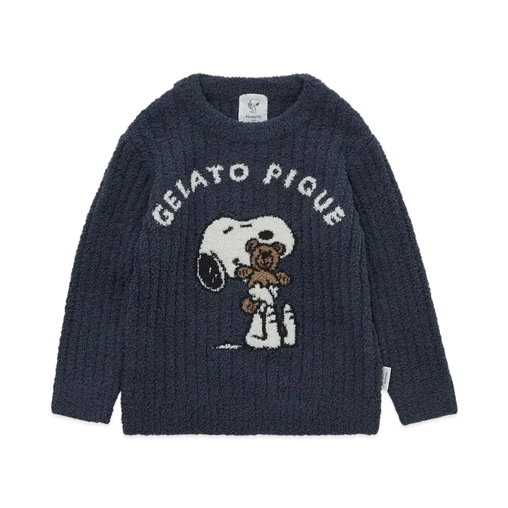 GELATO PIQUE x PEANUTS Kids Snoopy x Bear Jacquard Pullover "Navy"