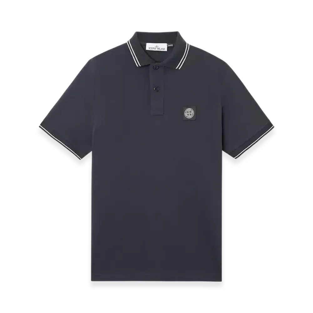 STONE ISLAND Logo Patch Polo Shirt "Navy"