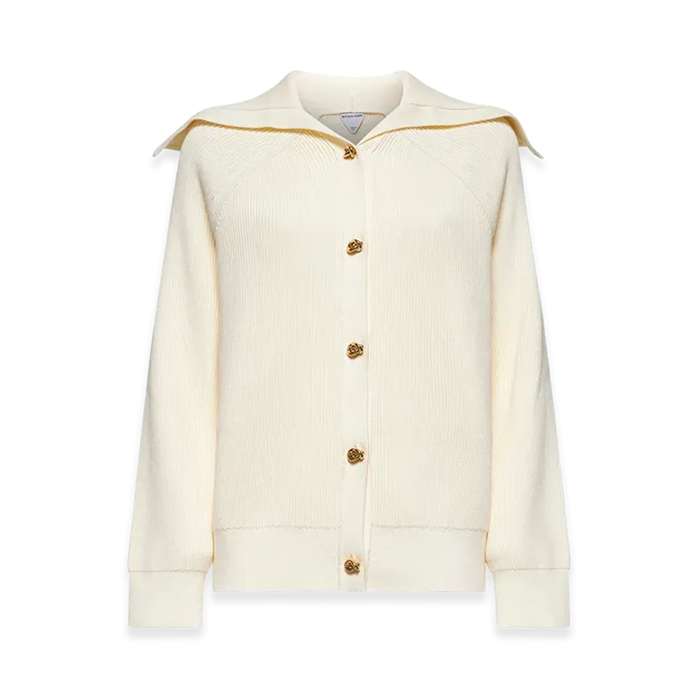 Bottega Veneta Women's Cream Stretch Cotton Blend Cardigan "White"
