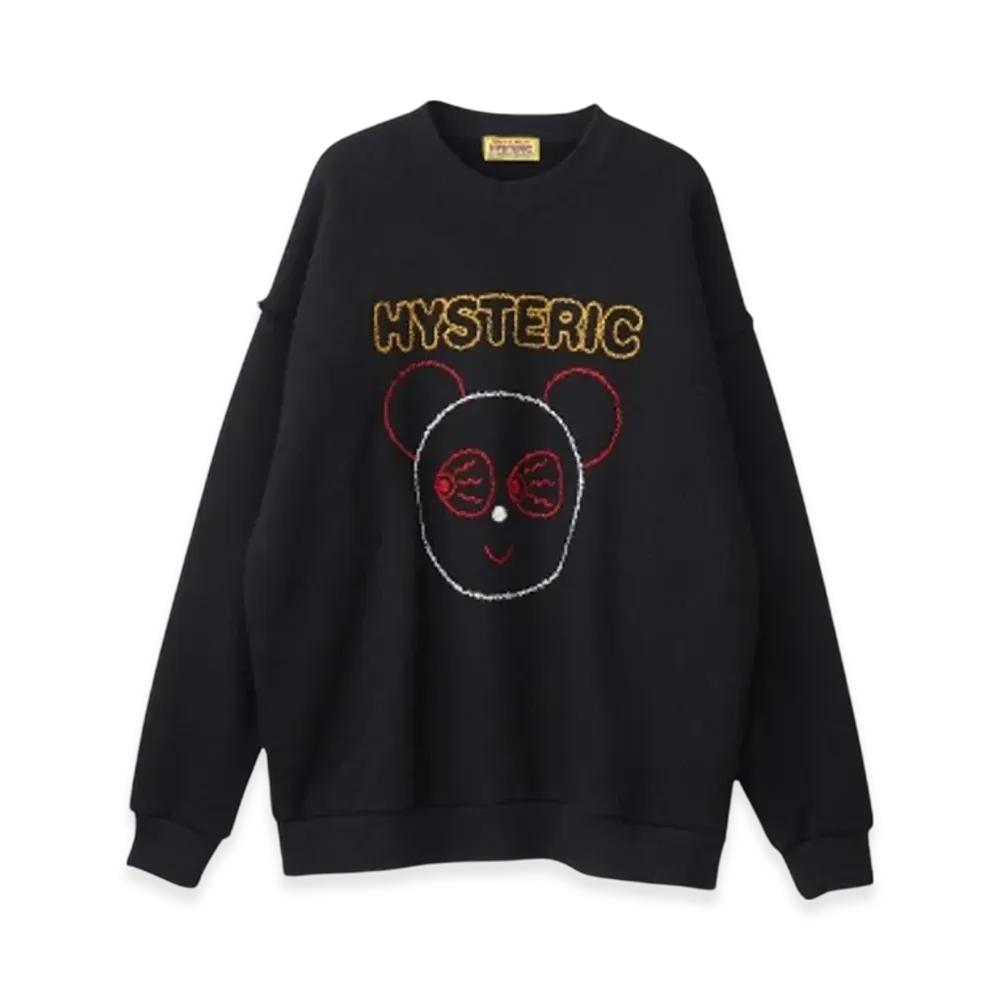 HYSTERIC GLAMOUR Red Eye Flash Embroidered Oversized Sweatshirt "Black"