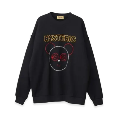 HYSTERIC GLAMOUR Red Eye Flash Embroidered Oversized Sweatshirt "Black"