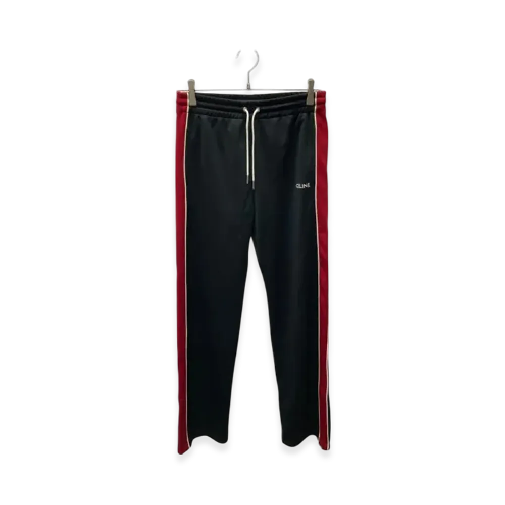 CELINE Double Face Jersey Track Long Pants "Black/Red"