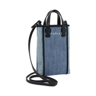 FURLA Women's Miastella Mini Vertical Crossbody Shoulder Bag "Toni Blue Denim"