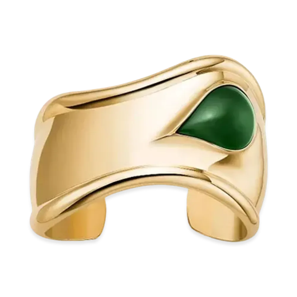 Tiffany & Co. Elsa Peretti Small Bone Cuff Green Jade "Gold"