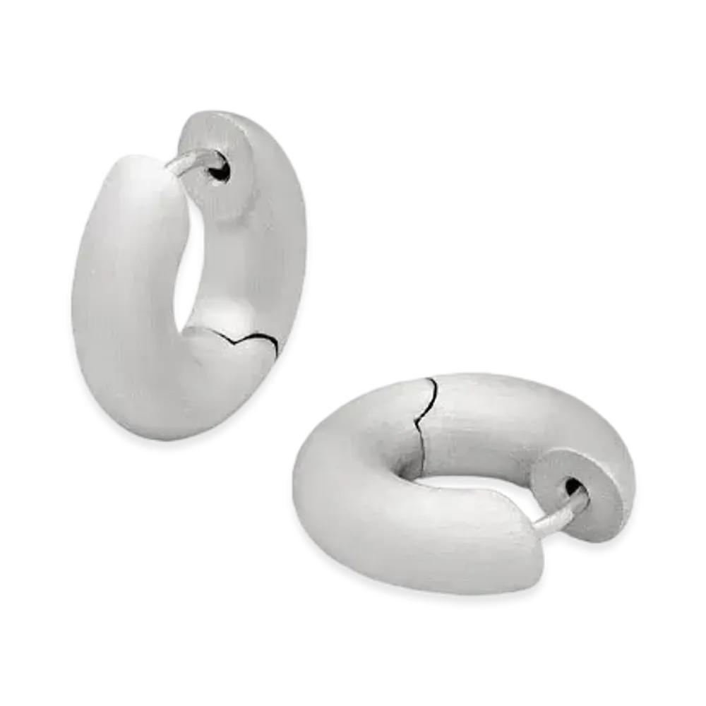 TOMWOOD Chunky Hoops Small "Satin Silver"