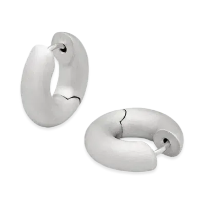 TOMWOOD Chunky Hoops Small "Satin Silver"