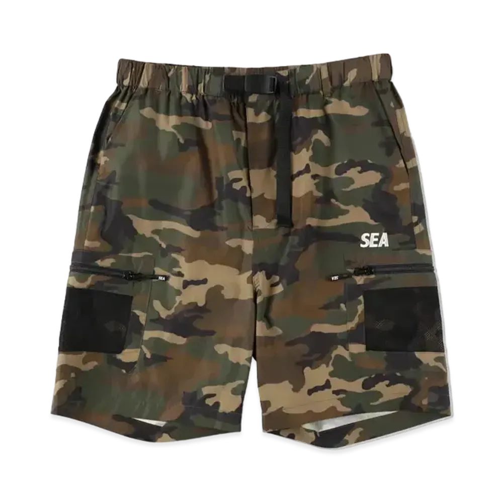 WIND AND SEA Water Repellent Nylon Cargo Shorts "Woodland"