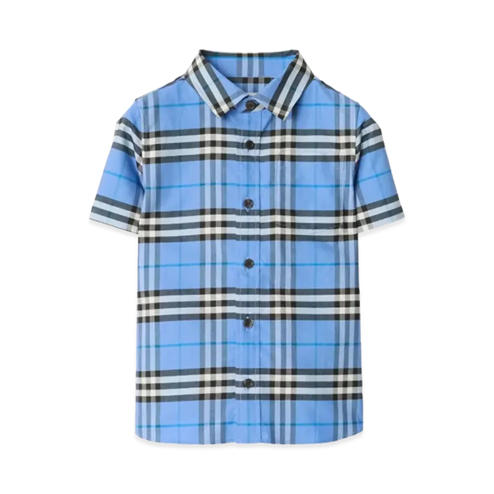 Burberry Kids Short Sleeve Shirt "Blue"
