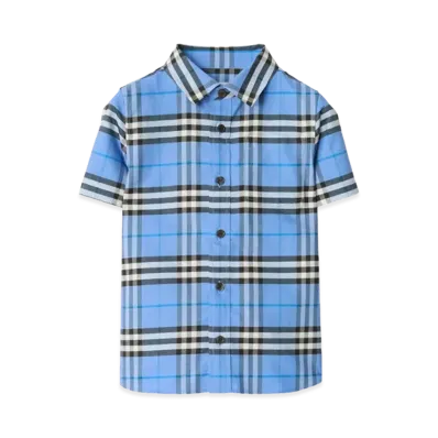 Burberry Kids Short Sleeve Shirt "Blue"