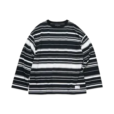 uniform experiment Border Loose L/S Tee "Black/White"
