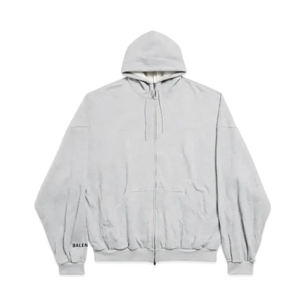 BALENCIAGA Hi There Large Zip-Up Hoodie "Heather Gray"