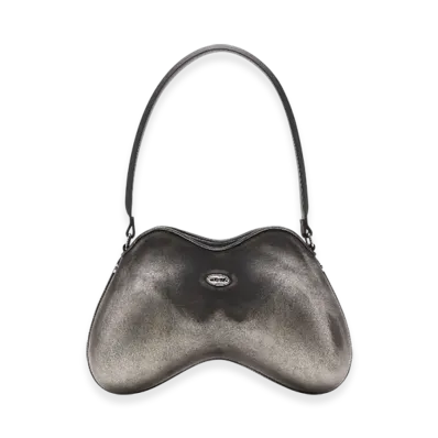 Diesel Double-D Shoulder Double-D-Rigid Shoulder Bag In Brushed Pu "Black Silver"