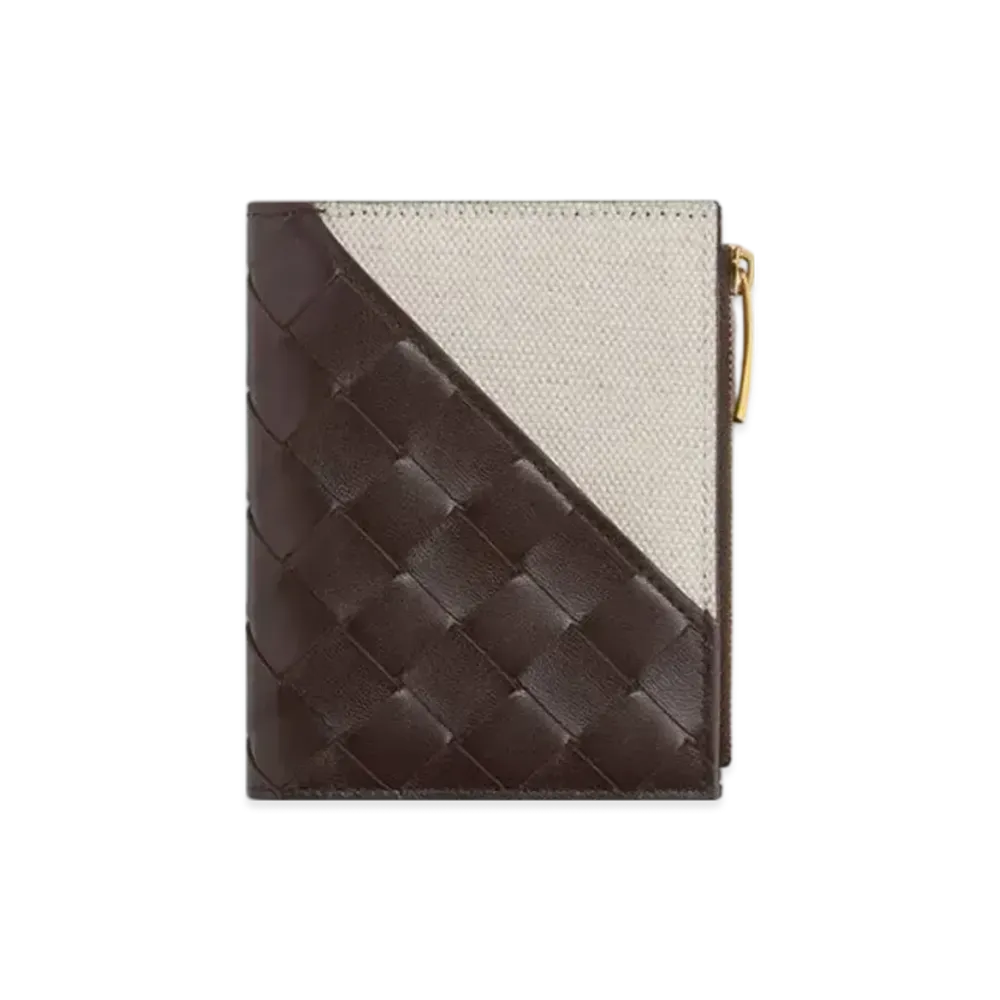 Bottega Veneta Intrecciato Diagonal Small Bi-Fold Wallet "Fondente/Natural"