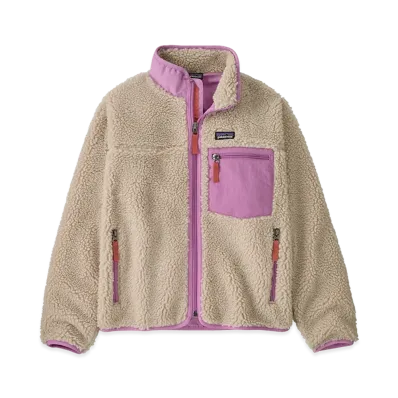 Patagonia Kids Retro-X Jacket "Natural w/Brisk Purple"