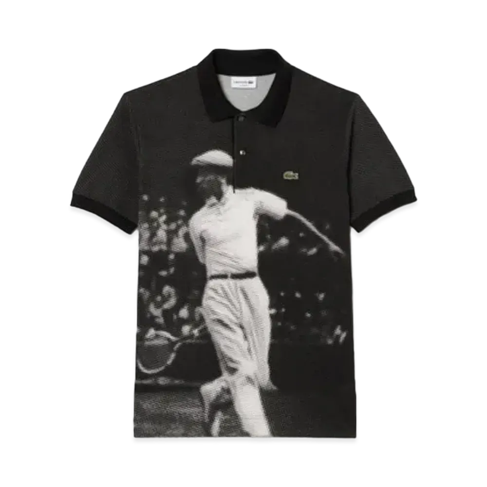 LACOSTE Rene Photo Print Polo Shirt "Black"