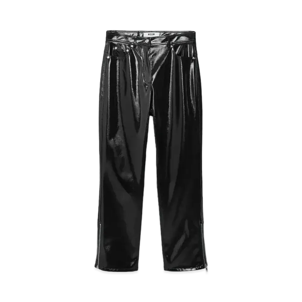 MSGM Petent Leather Pants With Bottom Zipper "Black"